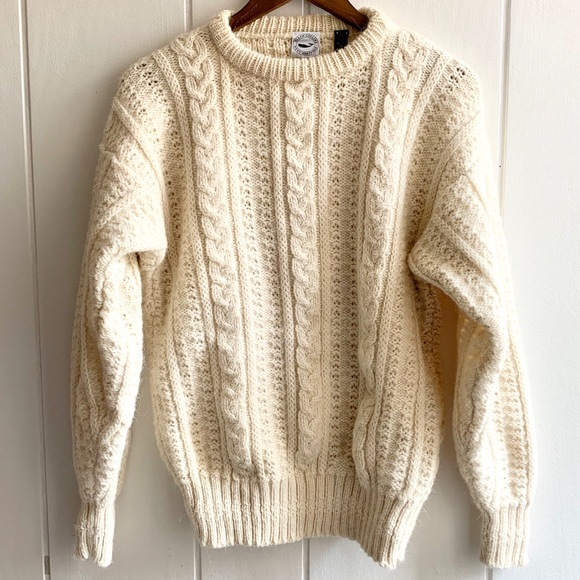 Vintage Other - Vintage Irish Wool Cable Knit Crewneck Sweater